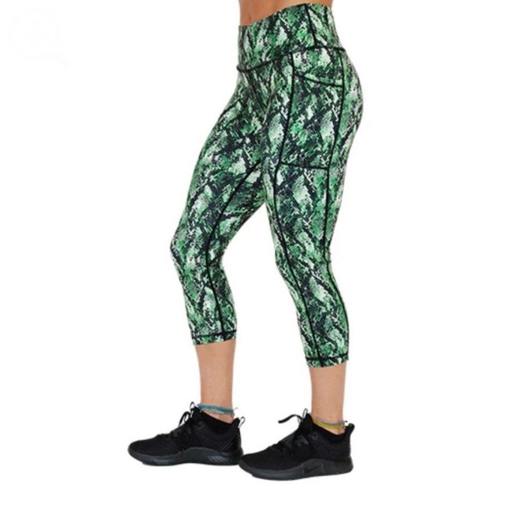 Constantly Varied Gear CVG Venom Snakeskin‎ Green Capri Crossfit Leggings Sz L